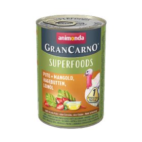   Animonda GranCarno Adult (superfood) konzerv - Felnőtt kutyák részére, pulyka, mángold, csipkebogyó, lenmagolaj (400g)