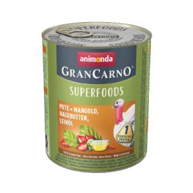   Animonda GranCarno Adult (superfood) konzerv - Felnőtt kutyák részére,  pulyka, mángold, csipkebogyó, lenmagolaj (800g)