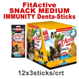   FitActive SNACK Denta-Sticks Hypoallergenic IMMUNITY "M" - jutalomfalat (vörösáfonya, kurkuma) kutyák részére (12x150g)