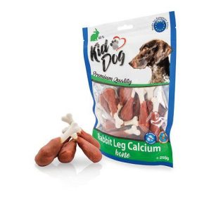  KidDog Rabbit Leg Calcium Bone - jutalomfalat (nyúl, kálciumos csont) kutyák részére (250g)