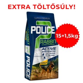   POLICE ADULT Hypoallergenic Rabbit with Rice&Cranberry (nyúl, rizs, vörösáfonya) - TÚLTÖLTÖTT KISZERELÉS! (15 + 1,5 kg)