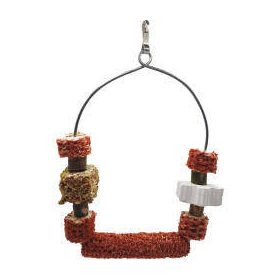   Trópus - felszerelés (óriás, kombinált hinta csőrkoptatóval és ccsemegekockával) díszmadarak részére (19x14cm)