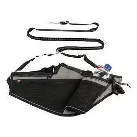  Trixie Jogging Belt with leash - futópóráz (szürke,fekete) öv:70-130cm/23cm, póráz: 1.15-1.50m/20mm