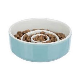   Trixie Slow feeding Ceramic Bowl - kerámia, evéslassító tál (szürke,kék) kutyák részére (0,45l /14cm)
