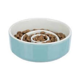   Trixie Slow feeding Ceramic Bowl - kerámia, evéslassító tál (szürke,kék) kutyák részére (0,9l /17cm)