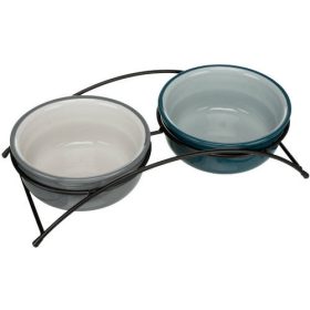   Trixie Ceramic Bowl Set - kerámia tál szett (petrol zöld/szürke) kutyák részére (2x0,6l /15cm)