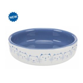   Trixie Ceramic Bowl - kerámia tál (fehér, kék) rövid orrú macskák részére (0,3l /11cm)