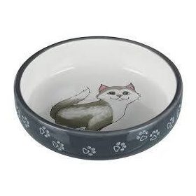   Trixie Ceramic Bowl - kerámia tál (fehér, mintás) macskák részére (0,3l /15cm)