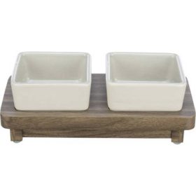   KT25.Trixie Bowl Set CityStyle - tálszett (kerémia/fa) 2x 0,2L, 10x10cm/24x4x12,szürke/barna(KIZÁRÓLAG RENDELÉSRE!)
