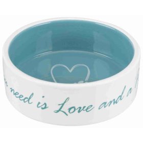   Trixie Pet's Home Ceramic Bowl - kerámia tál (mintás, fehér/petrolkék) kutyák és macskák részére (0,3l/12cm)