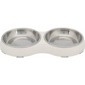   Trixie Bowl Set Stainless Steel - Melamin/rozsdamentes tál (fehér) kutyák és macskák részére (2x0,2l /13cm)