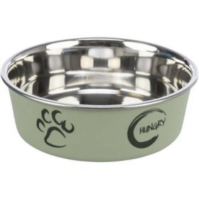   Trixie Stainless Steel Bowl - fémtál műanyag borítással (mintás, többféle színben) kutyák részére (0,45l/14cm)