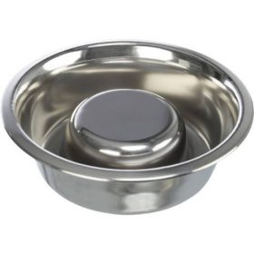   Trixie Slow Feeding Stainless Steel Bowl - evéslassító tál (fém, szilikon bevonattal) kutyák részére (17cm/0,6l)
