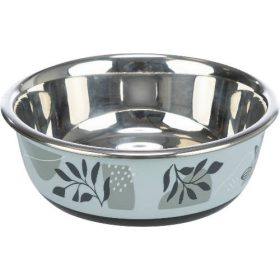   KT25.Trixie Stainless Bowl flat- Rozsdamentes tál (kék-szürke) kutyák részére (21cm/1,6l)