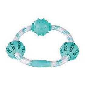   Trixie Denta Fun Playing Rope Ring with Balls -  játék (fogtisztítós, labda kötéllel) kutyák részére (20cm)