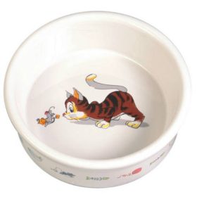   Trixie Ceramic Bowl - kerámia tál (fehér, mintás) macskák részére (0,2l /12cm)