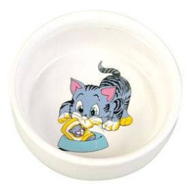   Trixie Ceramic Bowl - kerámia tál (fehér, mintás) macskák részére (0,3l /11cm)