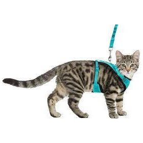   Trixie Mesh Y-Harness set - hám szett (hálós, kék vagy fekete) macskák részére (39–60 cm/10mm, póráz 1m)