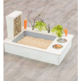   Trixie 61210 etetőállomás tálakkal,szénatartóval, 70x41x47cm, fából