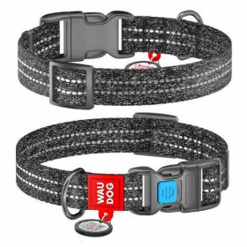   WAUDOG nyakörv, QR kódos, műanyag csattal,újrahasznosított pamutból ( 20mm, 24-40cm) szürke