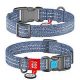 WAUDOG Re-cotton, Reflective Dog collar (M) - nyakörv, újrahasznosított pamutból (QR kódos, fényvisszaverő csíkkal, kék) kutyák részére (28-40cm/20mm)