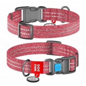   WAUDOG nyakörv, QR kódos, műanyag csattal,újrahasznosított pamutból ( 20mm, 24-40cm) piros