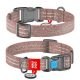 WAUDOG Re-cotton, Reflective Dog collar (M) - nyakörv, újrahasznosított pamutból (QR kódos, fényvisszaverő csíkkal, barna) kutyák részére (24-40cm/20mm)