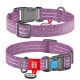 WAUDOG Re-cotton, Reflective Dog collar (M) - nyakörv, újrahasznosított pamutból (QR kódos, fényvisszaverő csíkkal, lila) kutyák részére (24-40cm/20mm)