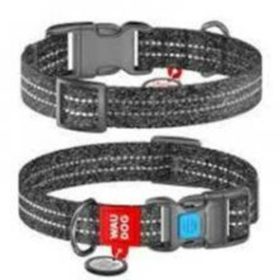   WAUDOG nyakörv, QR kódos, műanyag gyorscsattal,újrahasznosított pamutból ( 25mm, 37-58cm) szürke
