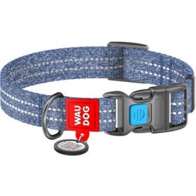   WAUDOG Re-cotton, Reflective Dog collar (XL) - nyakörv, újrahasznosított pamutból (QR kódos, fényvisszaverő csíkkal, kék) kutyák részére (37-58cm/25mm)