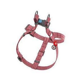   WAUDOG (S)-hám újrahasznosított pamutból (QR kódos, fényvisszaverő csíkkal, piros) kutyák részére (40-55cm/15mm)