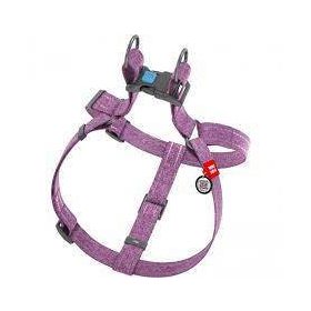   WAUDOG (S)-hám újrahasznosított pamutból (QR kódos, fényvisszaverő csíkkal, lila) kutyák részére (40-55cm/15mm)