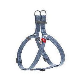   WAUDOG (M)-hám újrahasznosított pamutból (QR kódos, fényvisszaverő csíkkal, kék ) kutyák részére (50-80cm/20mm)