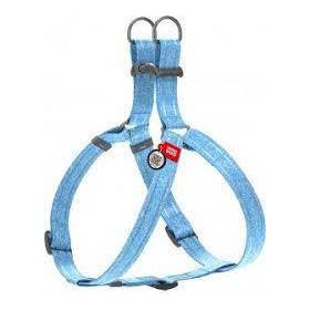   WAUDOG(M)-hám újrahasznosított pamutból (QR kódos, fényvisszaverő csíkkal, világoskék ) kutyák részére (50-80cm/20mm)