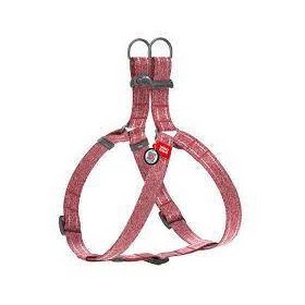   WAUDOG (M)-hám újrahasznosított pamutból (QR kódos, fényvisszaverő csíkkal, piros) kutyák részére (50-80cm/20mm)piros