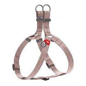   WAUDOG (M)-hám újrahasznosított pamutból (QR kódos, fényvisszaverő csíkkal, barna ) kutyák részére (50-80cm/20mm)