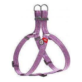   WAUDOG (M) - hám újrahasznosított pamutból (QR kódos, fényvisszaverő csíkkal, lila) kutyák részére (50-80cm/20mm)