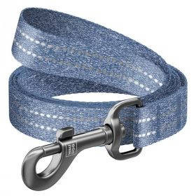   WAUDOG Re-cotton, Reflective Dog Leash (M) - póráz, újrahasznosított pamutból (kék, fényvisszaverő csíkkal) kutyák részére (20mm/150cm)
