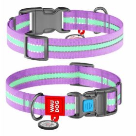   WAUDOG nyakörv, QR kódos, műanyag gyorscsattal,fényvisszaverő L ( 20mm, 28-40cm) lila