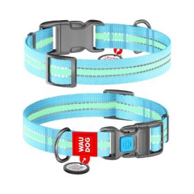   WAUDOG Nylon, Reflective Dog collar (XL) - nyakörv, nylon (QR kódos, fényvisszaverő csíkkal, világoskék) kutyák részére (35-58cm/25mm)