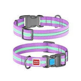   WAUDOG Nylon, Reflective Dog collar (XL) - nyakörv, nylon (QR kódos, fényvisszaverő csíkkal, lila) kutyák részére (37-58cm/25mm)