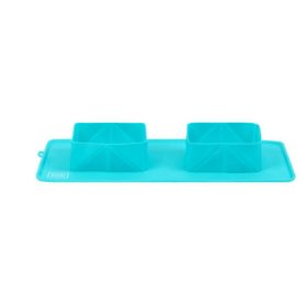   WAUDOG Silicone Bowl Set - dupla, összecsukható, szilikon tál (kék) utazáshoz, sétához kutyák részére (38,5x23x5cm)